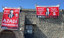 Diyarbakır surlarına asılan 'Azadi İmamoğlu' pankartına el konuldu