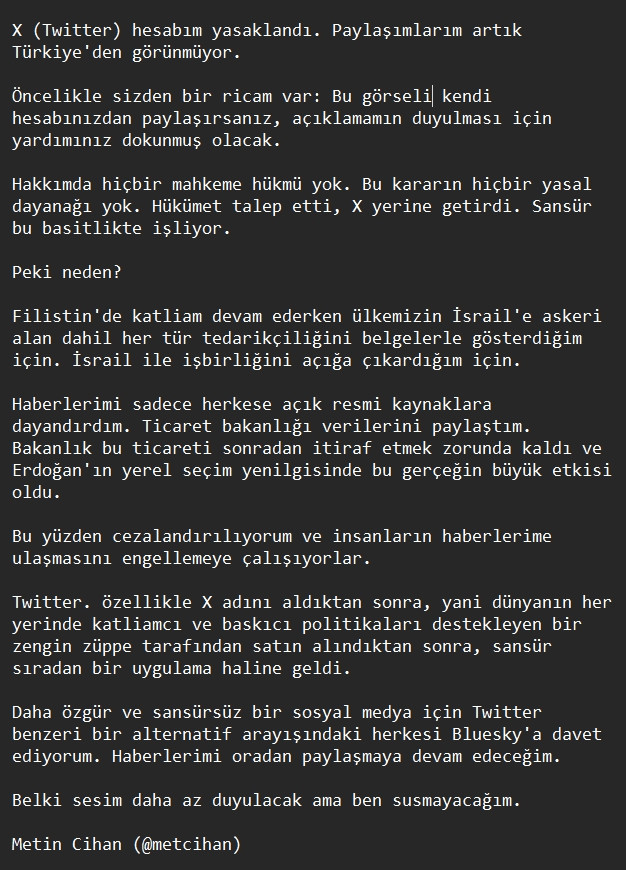 Metin Cihan Aciklama